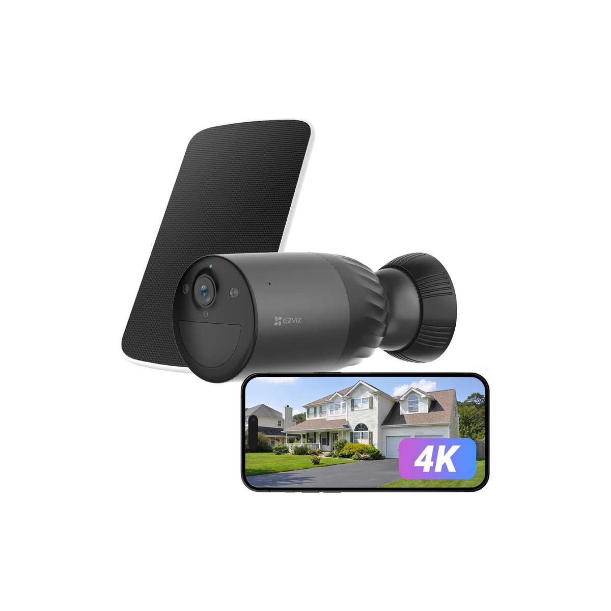 Ezviz BC1C 4K + Pannello Solare - Kit telecamera esterna 4K a batteria con ricarica solare