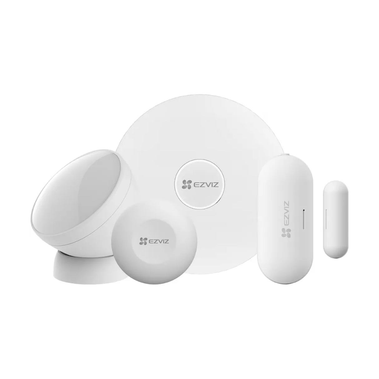 Ezviz KIT di 4 Sensori Domestici - Sicurezza Smart Completa con Gateway, Sensore PIR, Sensore di Apertura e Pulsante Smart