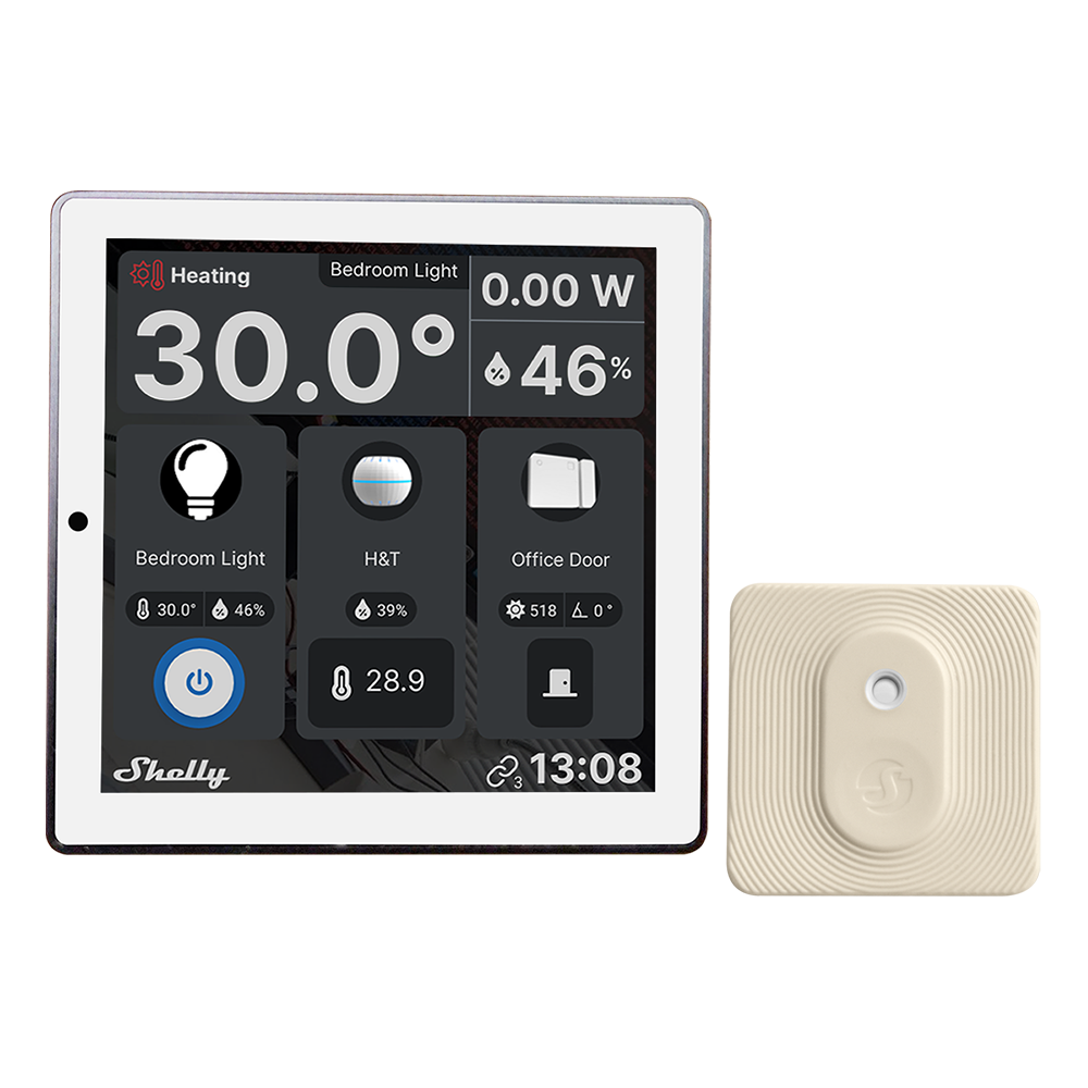 Shelly Wall Display - BLU H&T + Placca Adattatore 503 – 502 Universale per Termostati e Dispositivi Smart