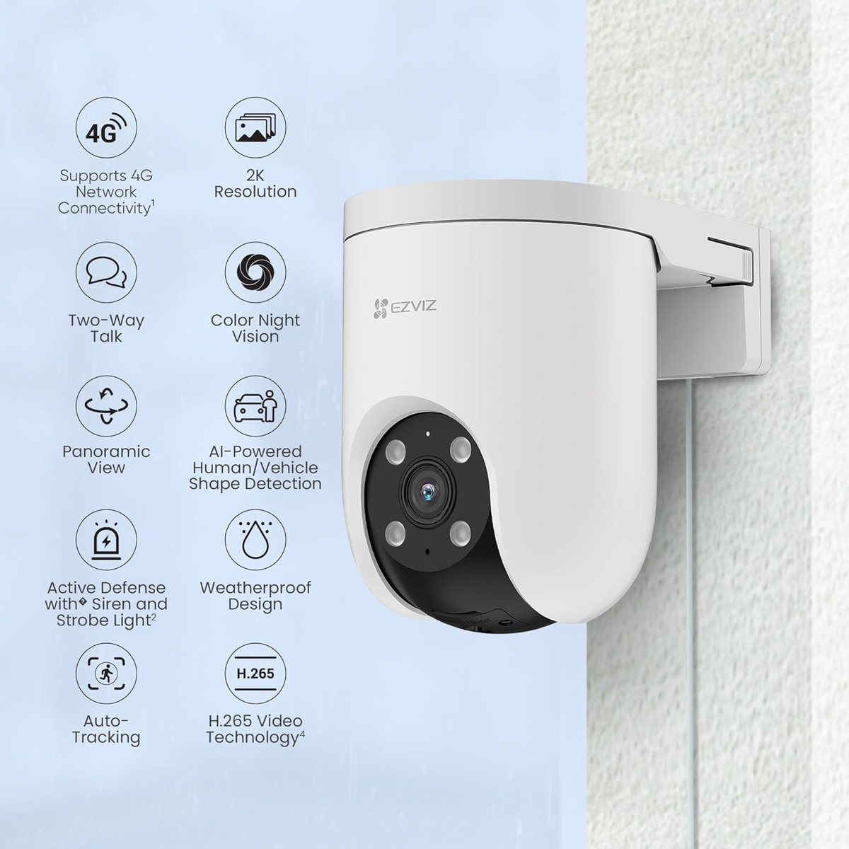 Ezviz H8C 4G - Telecamera da esterno motorizzata 2K con connettività 4G LTE