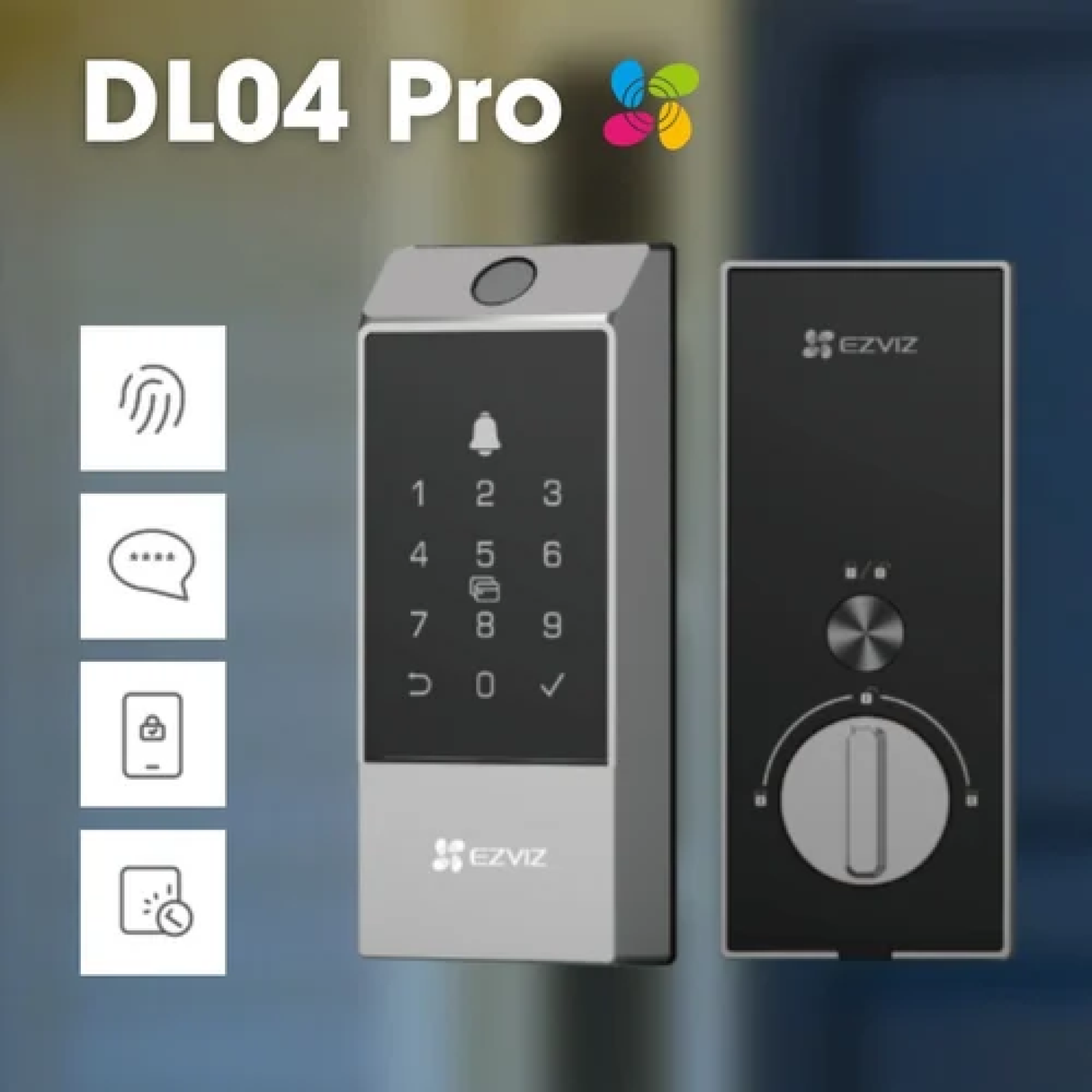 Ezviz DL04 Pro – Serratura Smart 2-in-1 con Video Citofono 2K, Riconoscimento Impronte e Schermo Interno a Colori