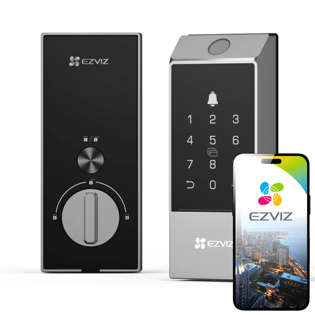 Ezviz DL04 Pro – Serratura Smart 2-in-1 con Video Citofono 2K, Riconoscimento Impronte e Schermo Interno a Colori