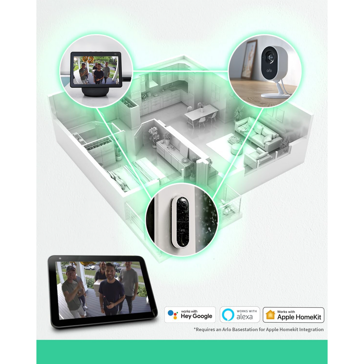 Arlo - Video Doorbell Batteria Nero -Controllo Smart dell’ingresso, Senza Fili