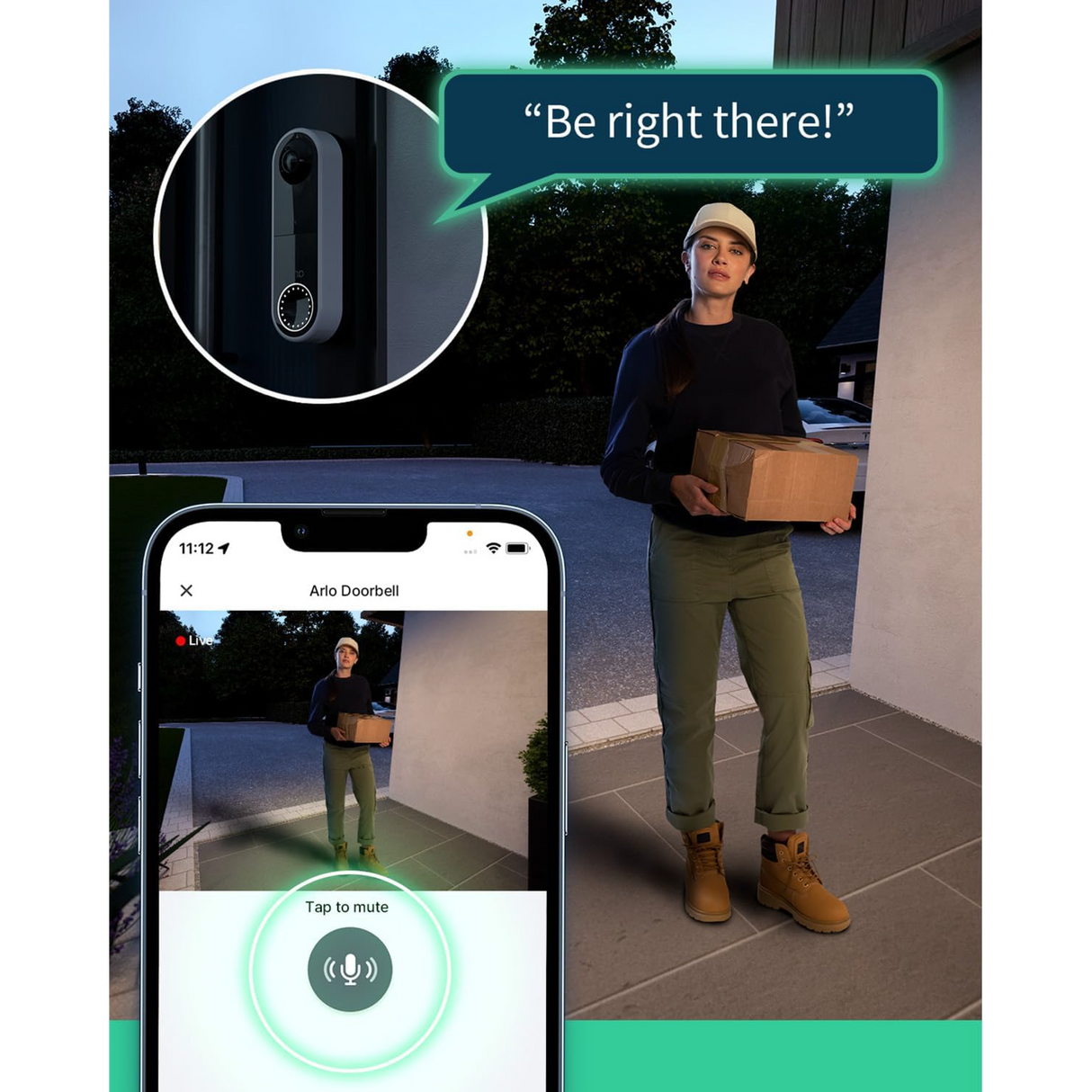 Arlo - Video Doorbell Batteria Nero -Controllo Smart dell’ingresso, Senza Fili