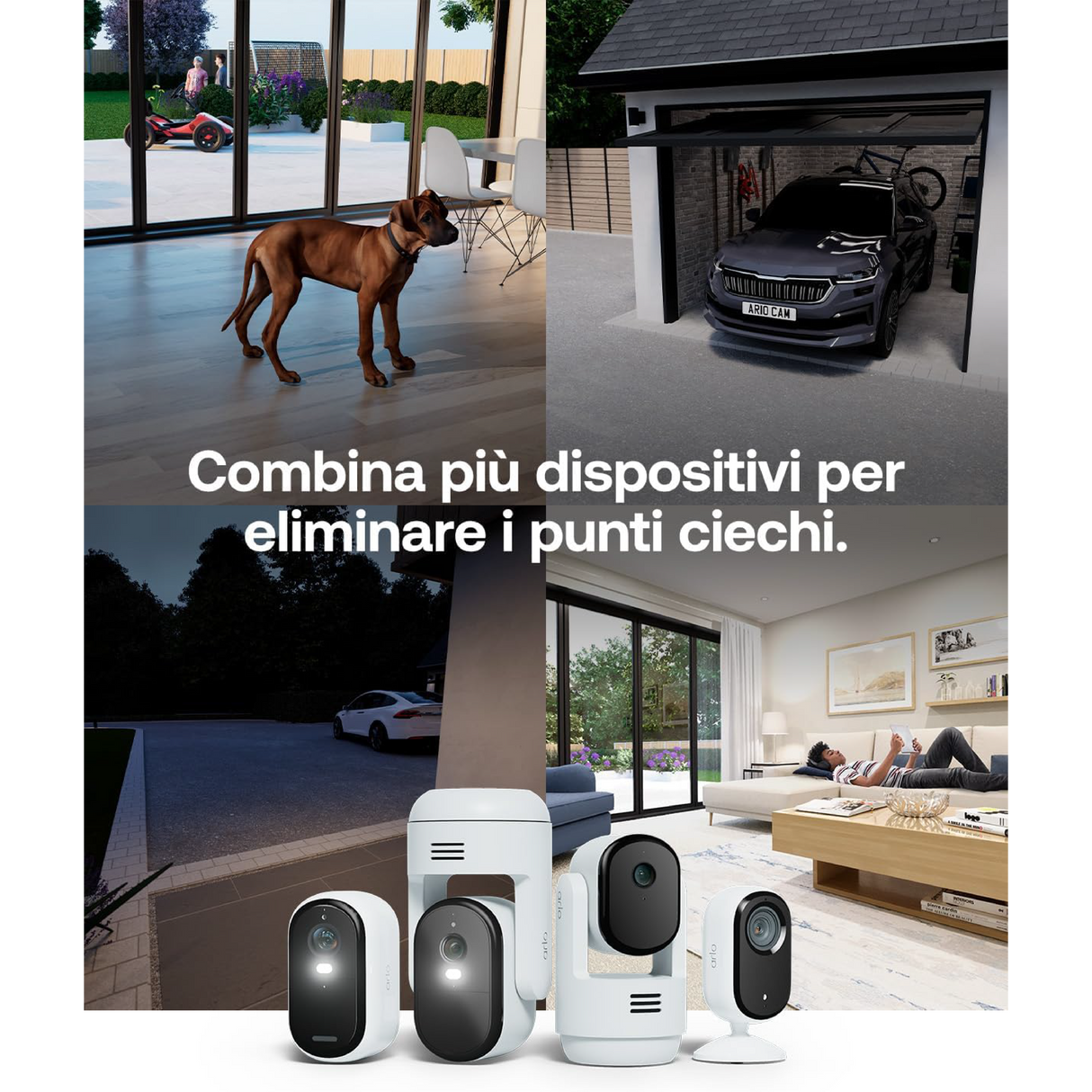 Arlo Ess2 - Cam 2K X2 + Solar Panel X2 - Sicurezza 2K Continua con Alimentazione Solare