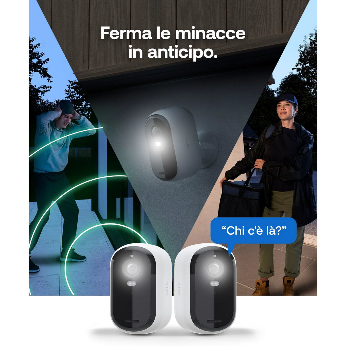 Arlo Ess2 - Cam 2K X3 + Solar Panel X3 - Sicurezza 2K Continua con Alimentazione Solare