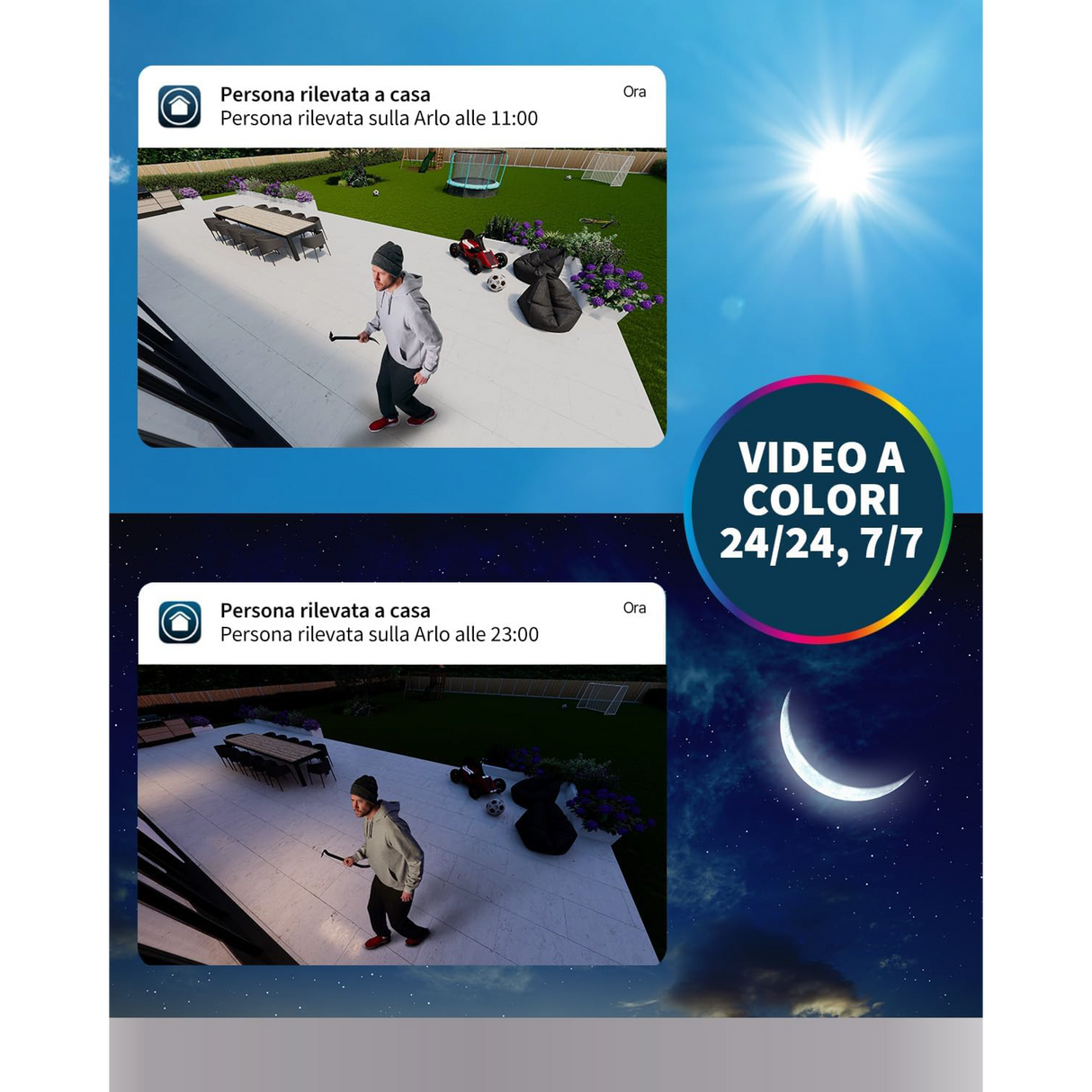 Arlo Pro3 Floodlight Camera Black - Sicurezza 2K con Illuminazione Intelligente