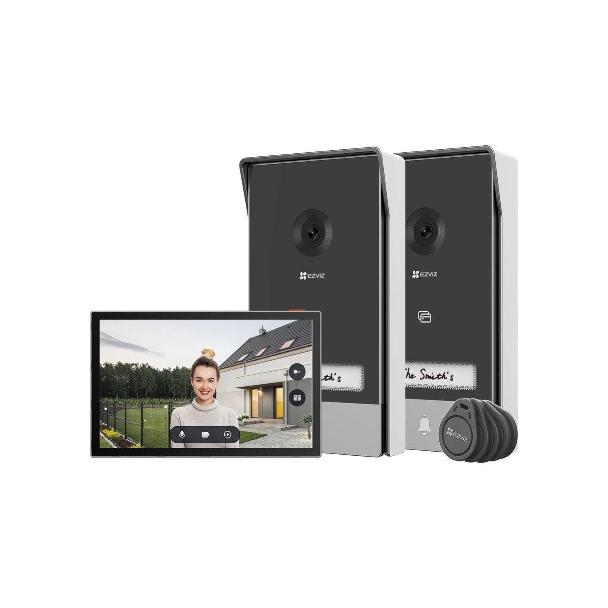 Ezviz HP7 2 ENTRY KIT - Kit Videocitofono Smart Home 2K per 2 Ingressi con Monitor Touch