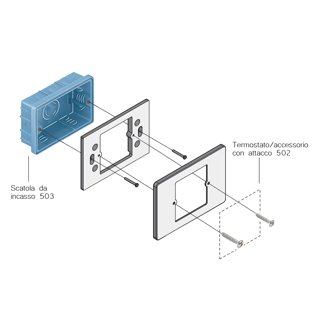 Shelly Wall Display - BLU H&T + Placca Adattatore 503 – 502 Universale per Termostati e Dispositivi Smart