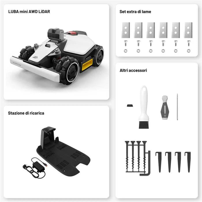 Mammotion LUBA Mini AWD LiDAR 1500 - Kit Lame in Omaggio