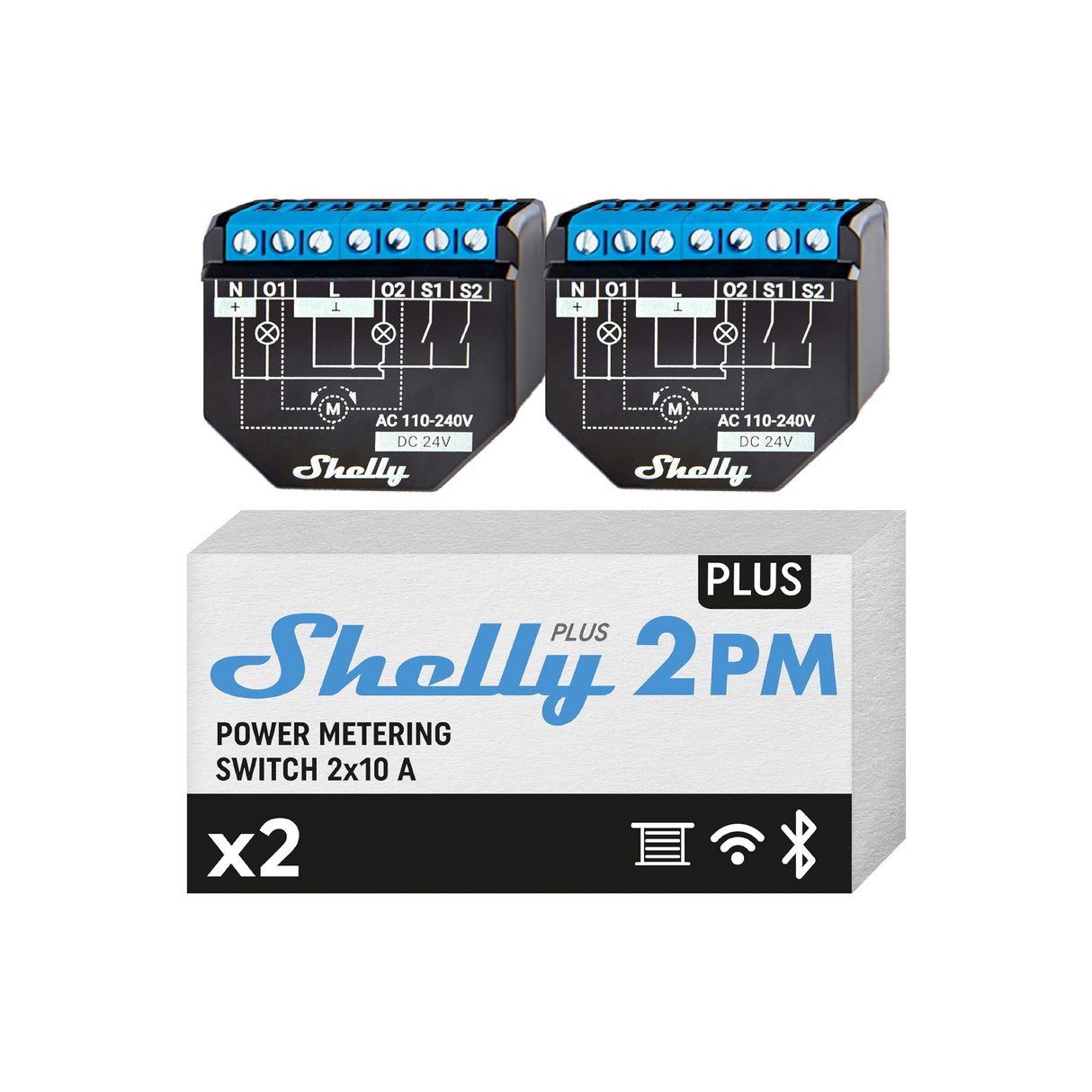 Shelly Plus 2PM Gen2 - Pack da 2 o Pack da 4