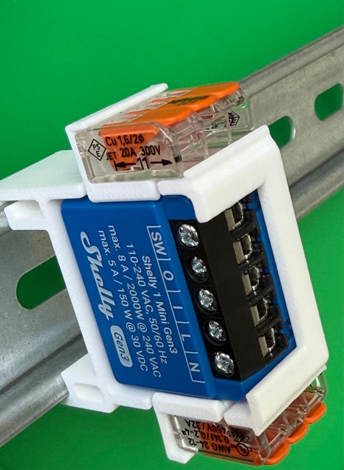 SOIXX Supporto DIN per Shelly Mini Wave Gen3 e 2 WAGO, dritto bianco