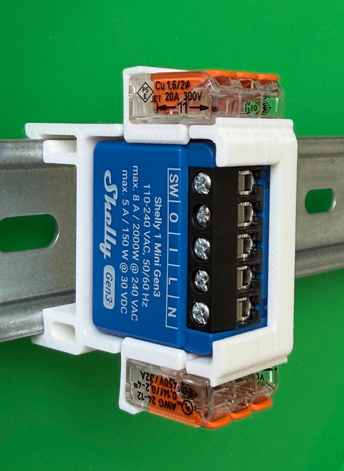 SOIXX Supporto DIN per Shelly Mini Wave Gen3 e 2 WAGO, dritto bianco