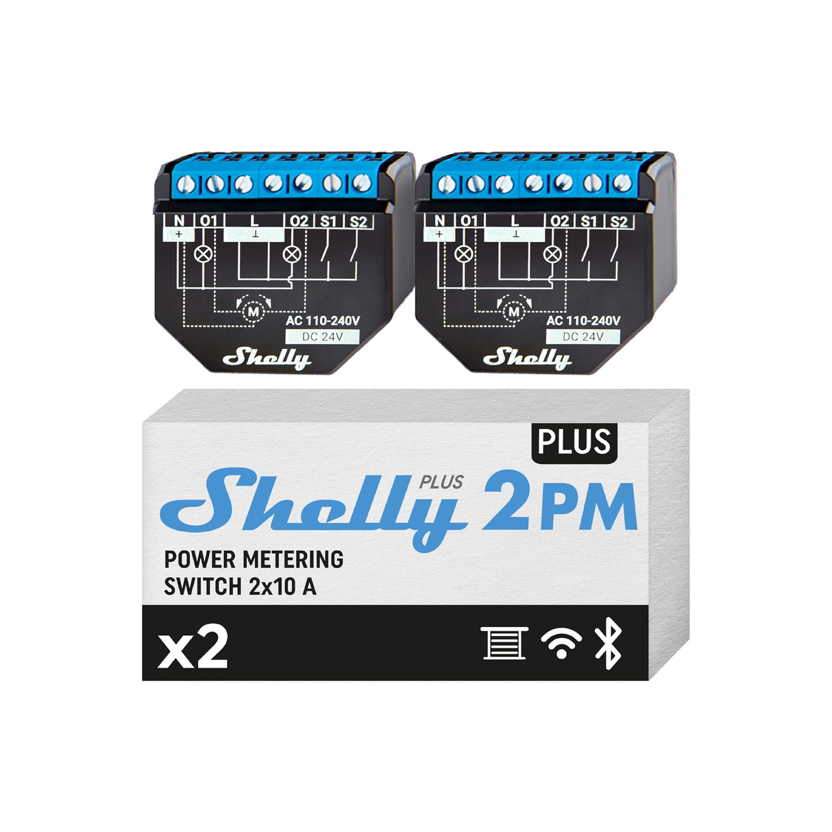 Shelly Plus 2PM Gen2 - Pack da 2 o Pack da 4