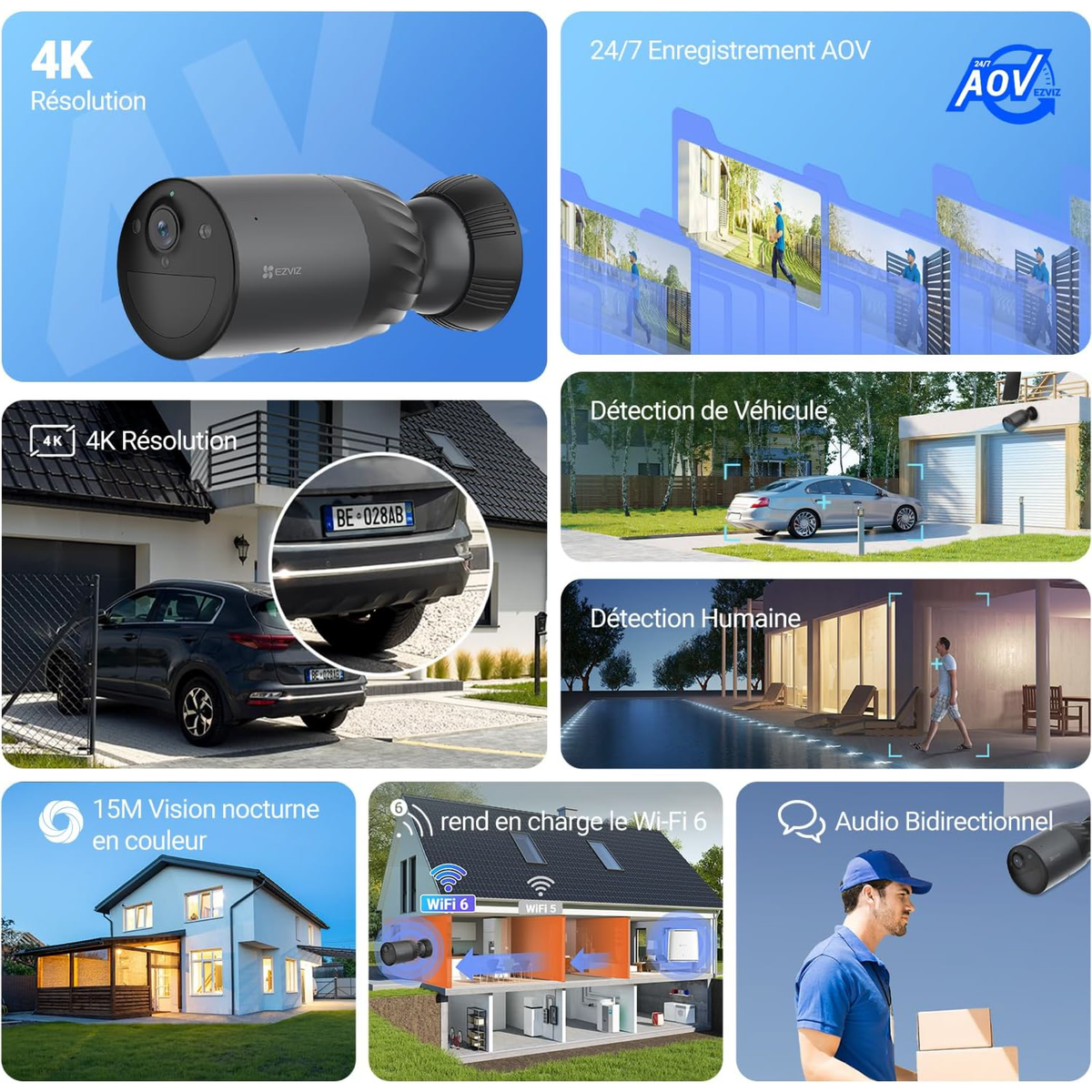 Ezviz BC1C 4K + Pannello Solare - Kit telecamera esterna 4K a batteria con ricarica solare