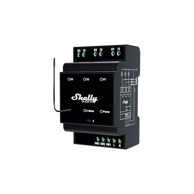 Shelly Qubino Wave Pro 3 EU LR - relè DIN Z-Wave Long Range 3 canali