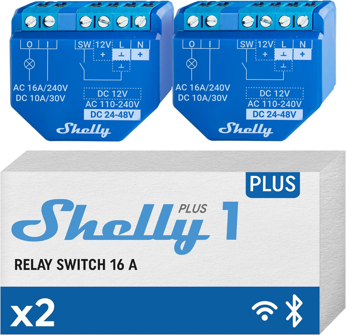 Shelly Plus 1 Gen2 - Pack da 2 o Pack da 4