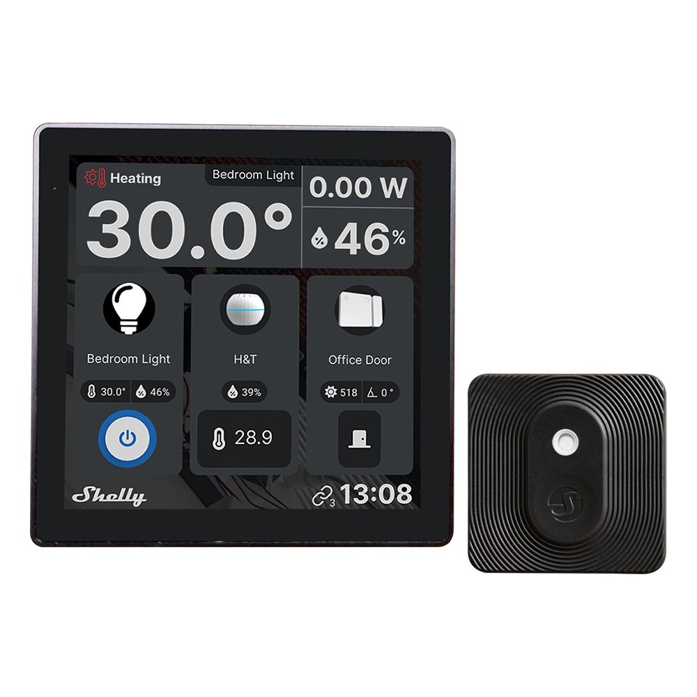 Shelly Wall Display - BLU H&T + Placca Adattatore 503 – 502 Universale per Termostati e Dispositivi Smart