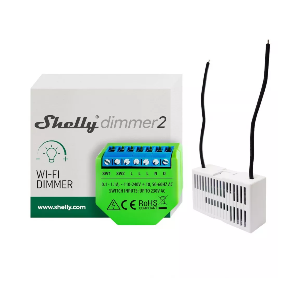 Shelly Dimmer 2 + Bypass - Controllo Intelligente della Luce Senza Filo Neutro