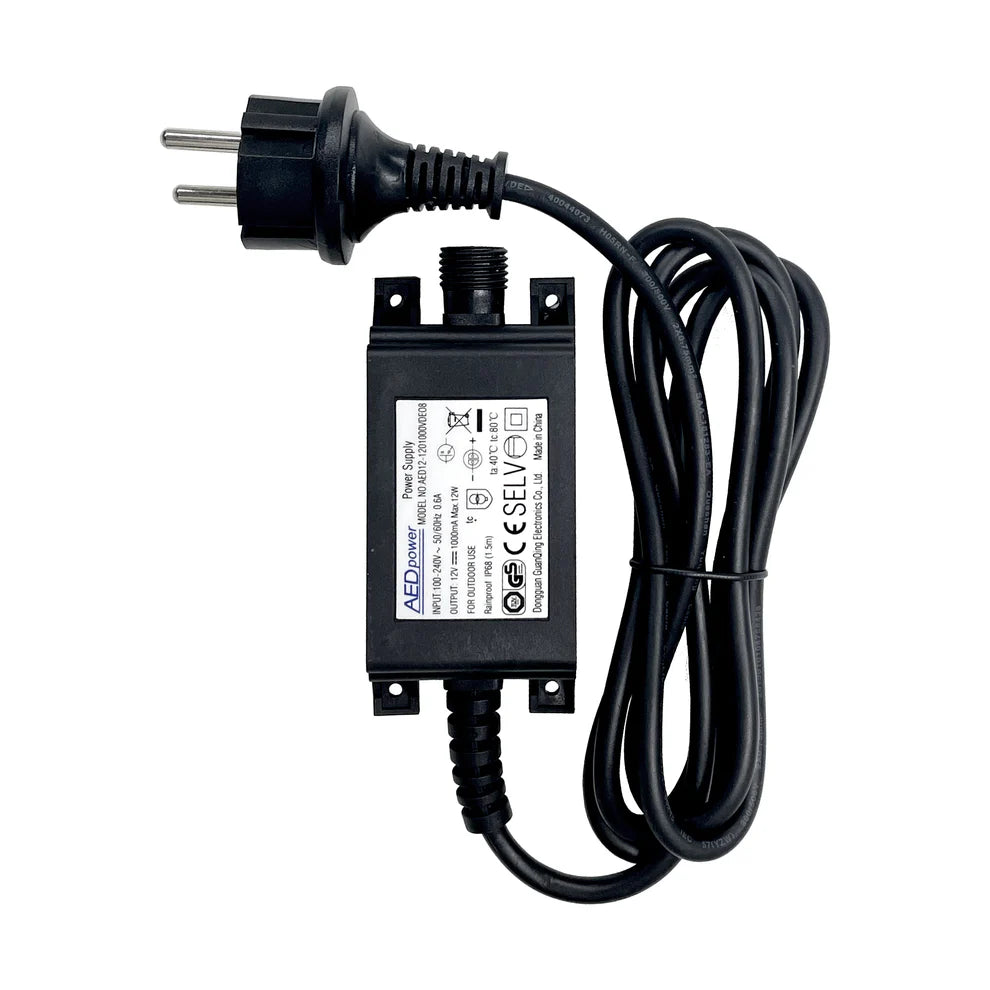 Alimentatore DC 12V/1A con cavo 20 m (per Ecowitt WS90)