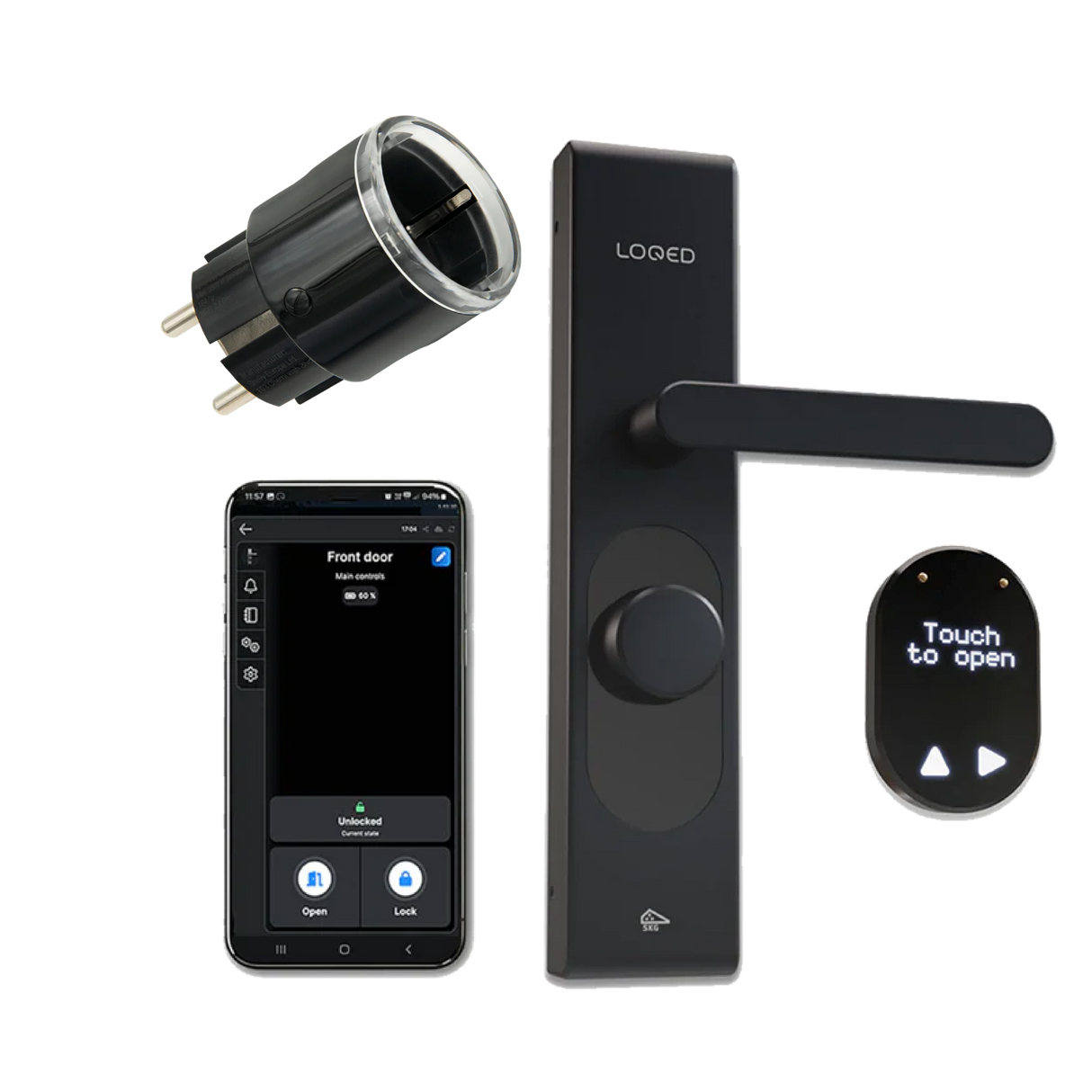 Shelly KIT Loqed Touch Smart Lock – Serratura smart senza chiavi con controllo remoto e automazione domestica - Black