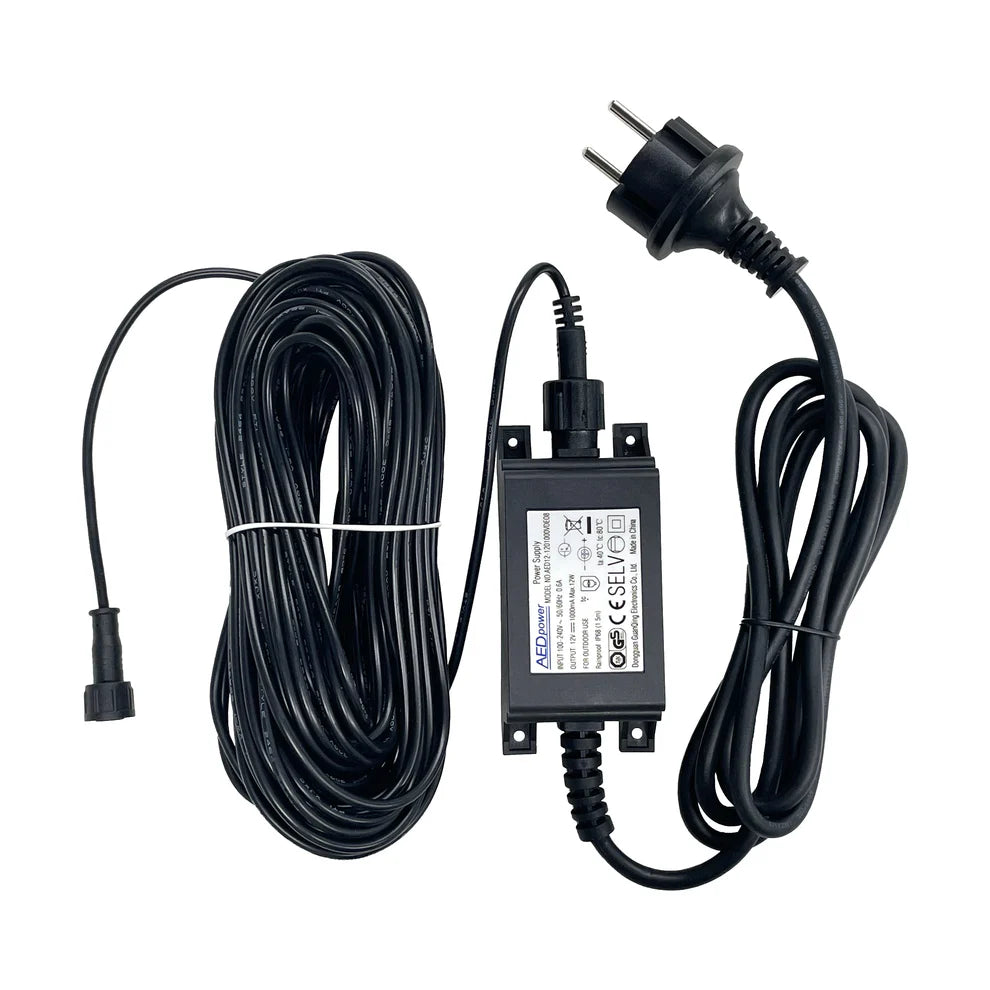 Alimentatore DC 12V/1A con cavo 20 m (per Ecowitt WS90)