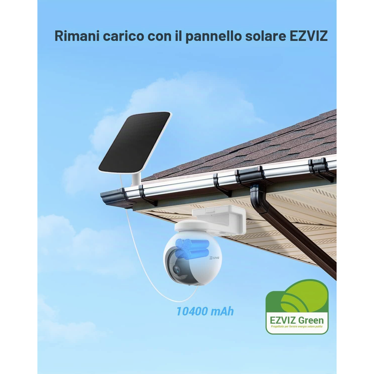 Ezviz EB8 + Pannello Solare - Kit telecamera esterna 4G a batteria con ricarica solare