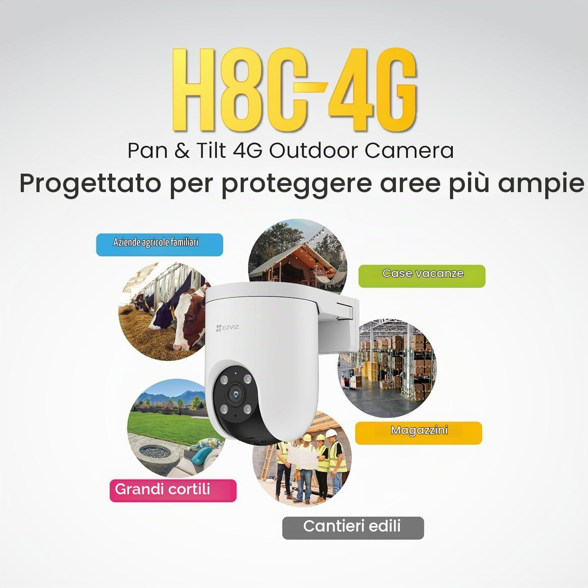 Ezviz H8C 4G - Telecamera da esterno motorizzata 2K con connettività 4G LTE