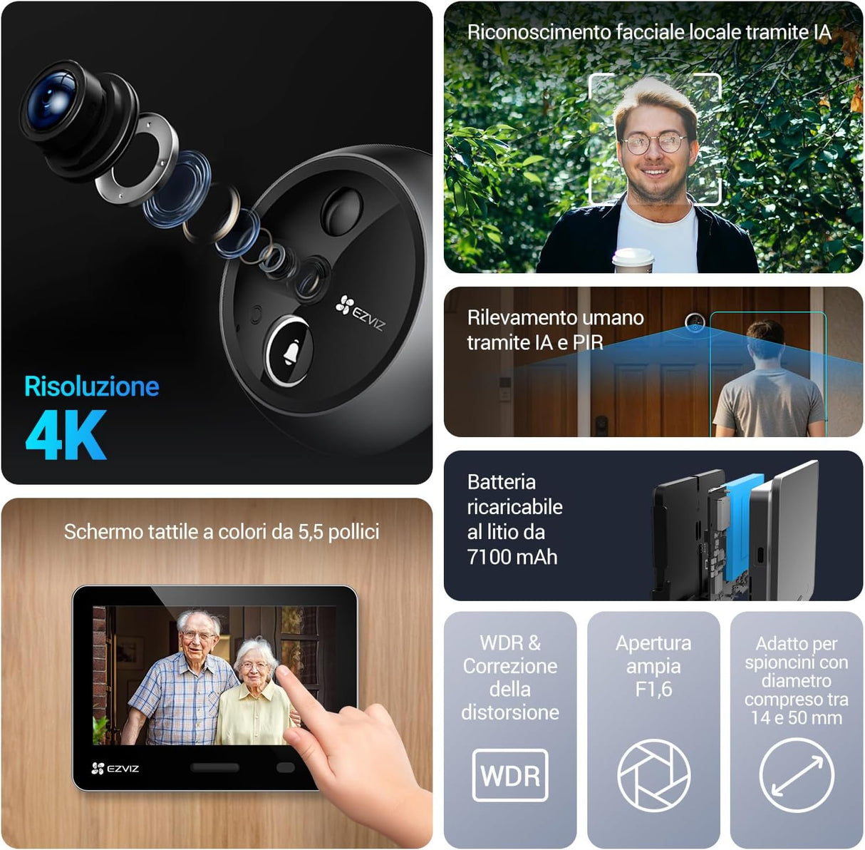 Ezviz EP4 — Spioncino senza fili smart