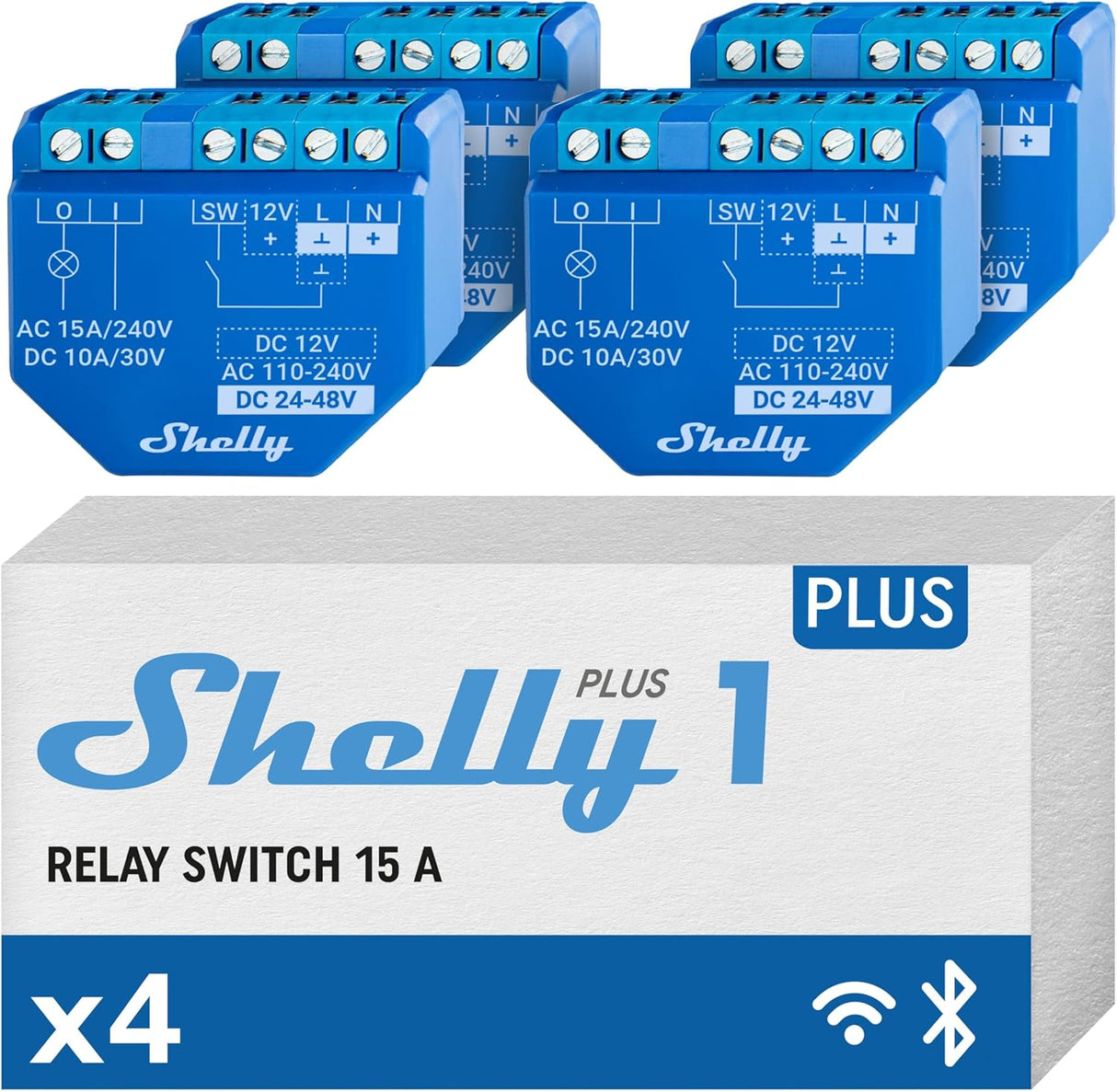 Shelly Plus 1 Gen2 - Pack da 2 o Pack da 4