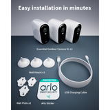 Arlo Essential2 - Cam 2K Bianca X3 - Protezione Smart 2K per Tutta la Casa