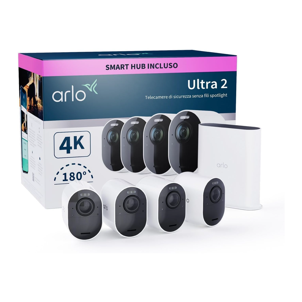 Arlo Ultra V2 - Kit 4 Cam 4K - Sorveglianza Smart 4K per una Protezione Totale