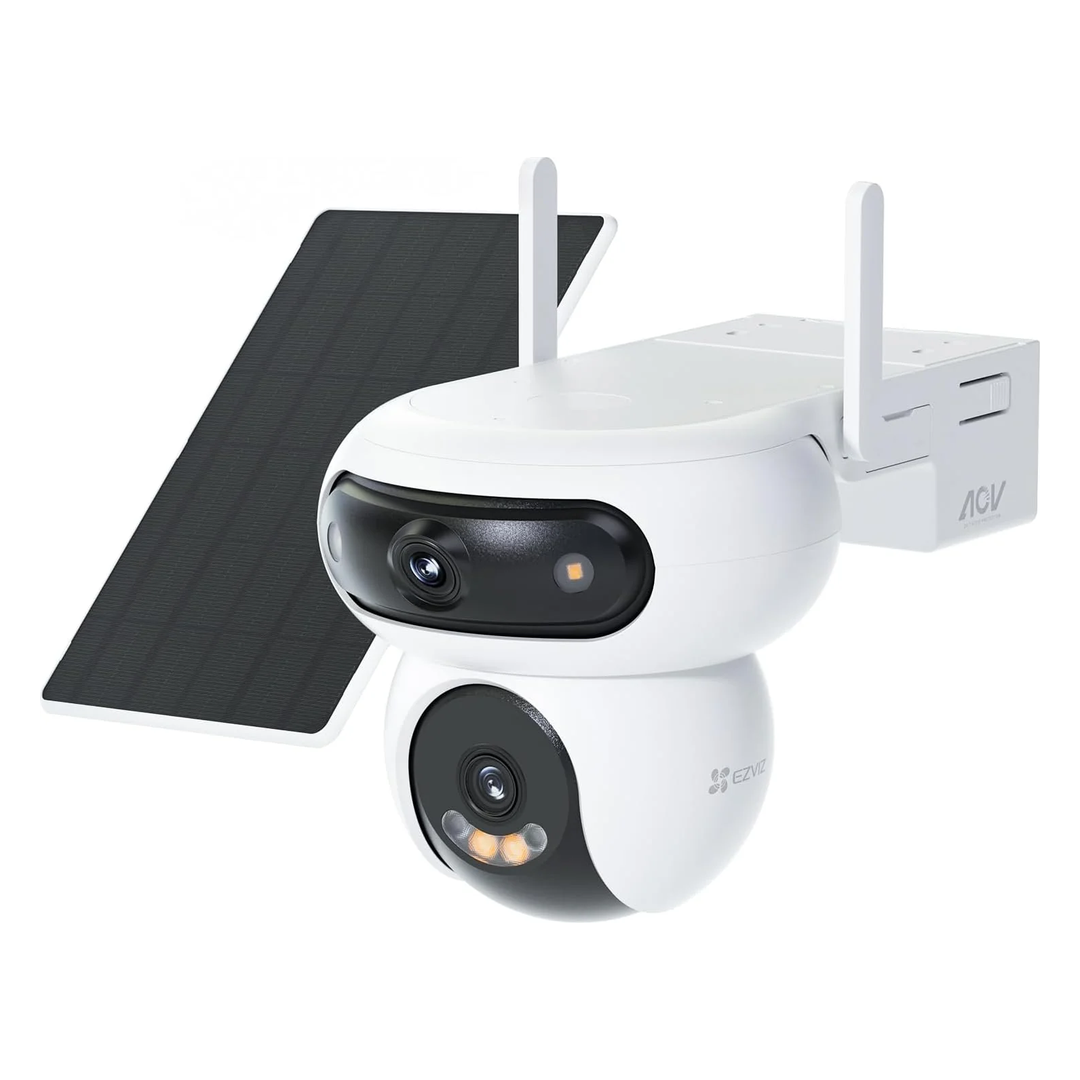 Ezviz HB90 Dual Kit 3K - Telecamera Wi-Fi 5MP a Doppio Obiettivo con Pannello Solare 8W e Registrazione AOV 2.0