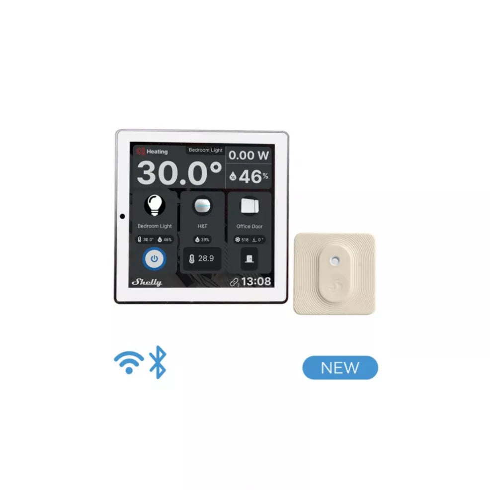 Shelly Wall Display - BLU H&T + Placca Adattatore 503 – 502 Universale per Termostati e Dispositivi Smart
