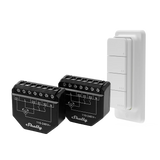 Shelly Shutter (2x) + BLU RC Button 4 - Kit Smart Doppio per Tapparelle e Persiane