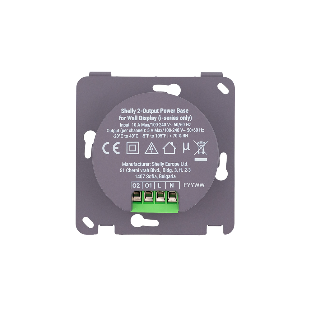 Shelly 2-Output Power Base per Wall Display