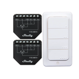 Shelly Shutter (2x) + BLU RC Button 4 - Kit Smart Doppio per Tapparelle e Persiane
