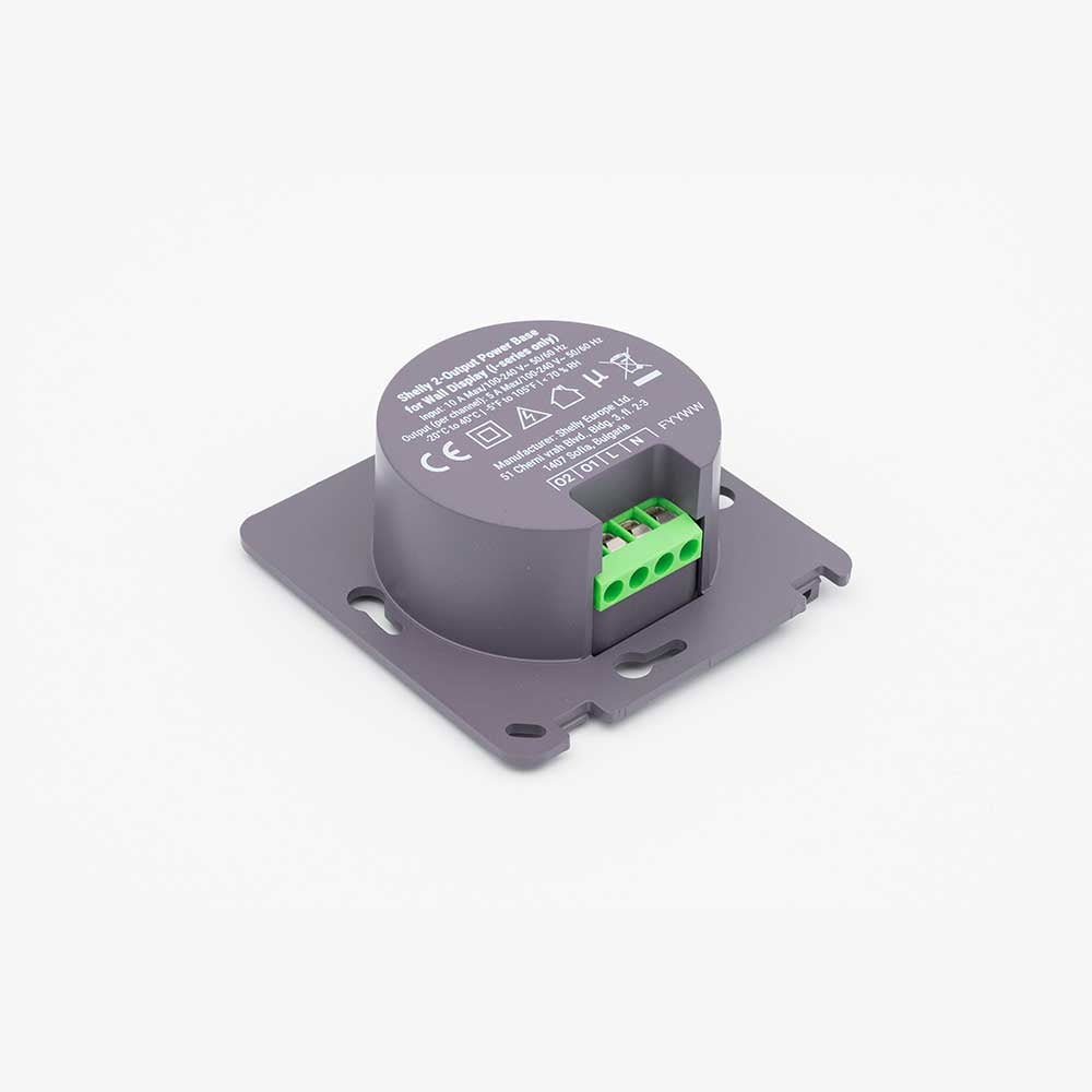 Shelly 2-Output Power Base per Wall Display