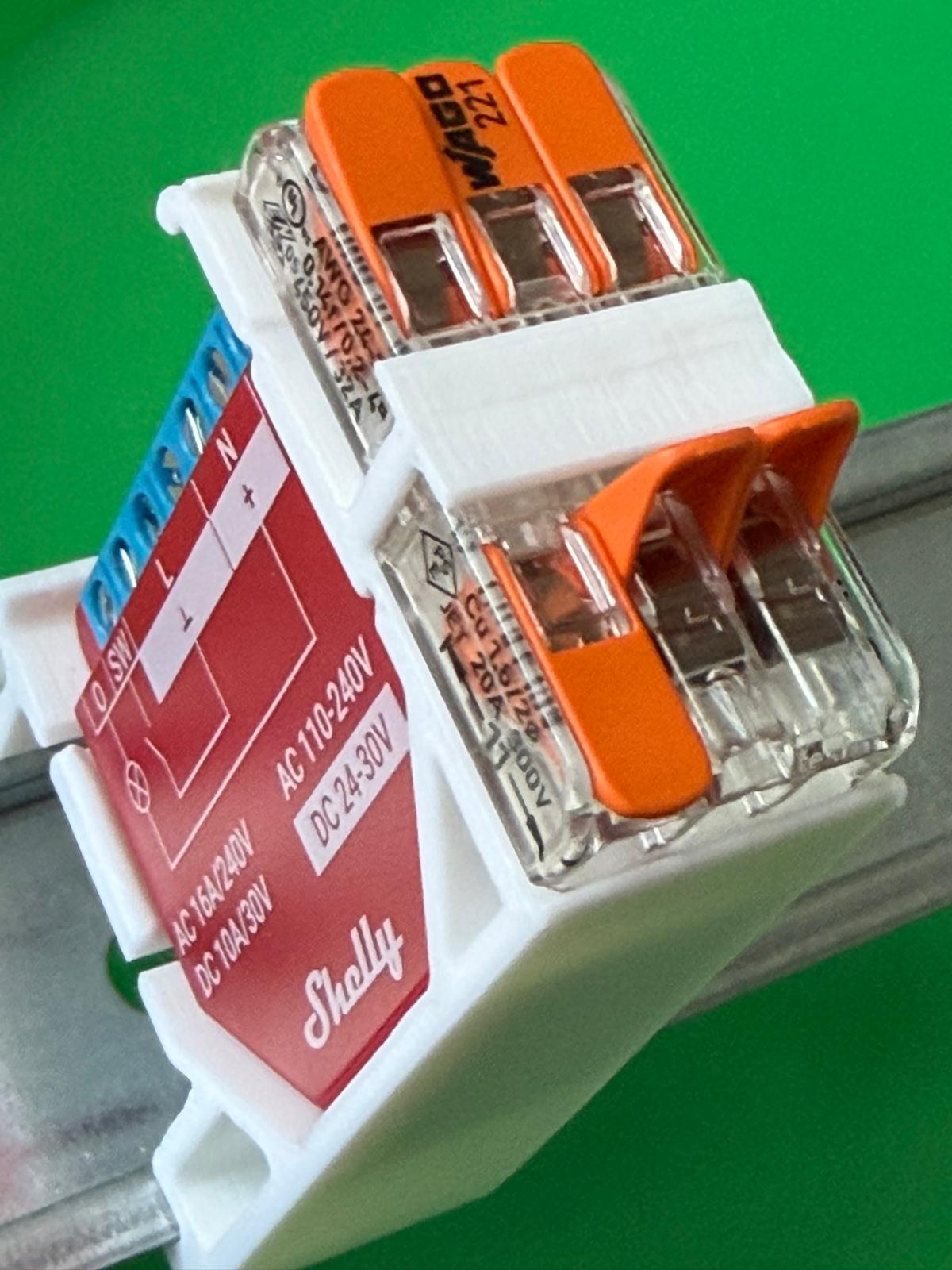 SOIXX Supporto DIN per Shelly Wave, Plus, Gen3, Gen4 e 2 WAGO, 90° bianco