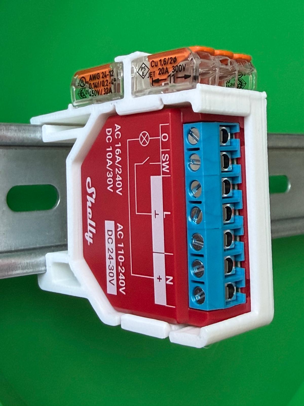 SOIXX Supporto DIN per Shelly Wave, Plus, Gen3, Gen4 e 2 WAGO, dritto bianco