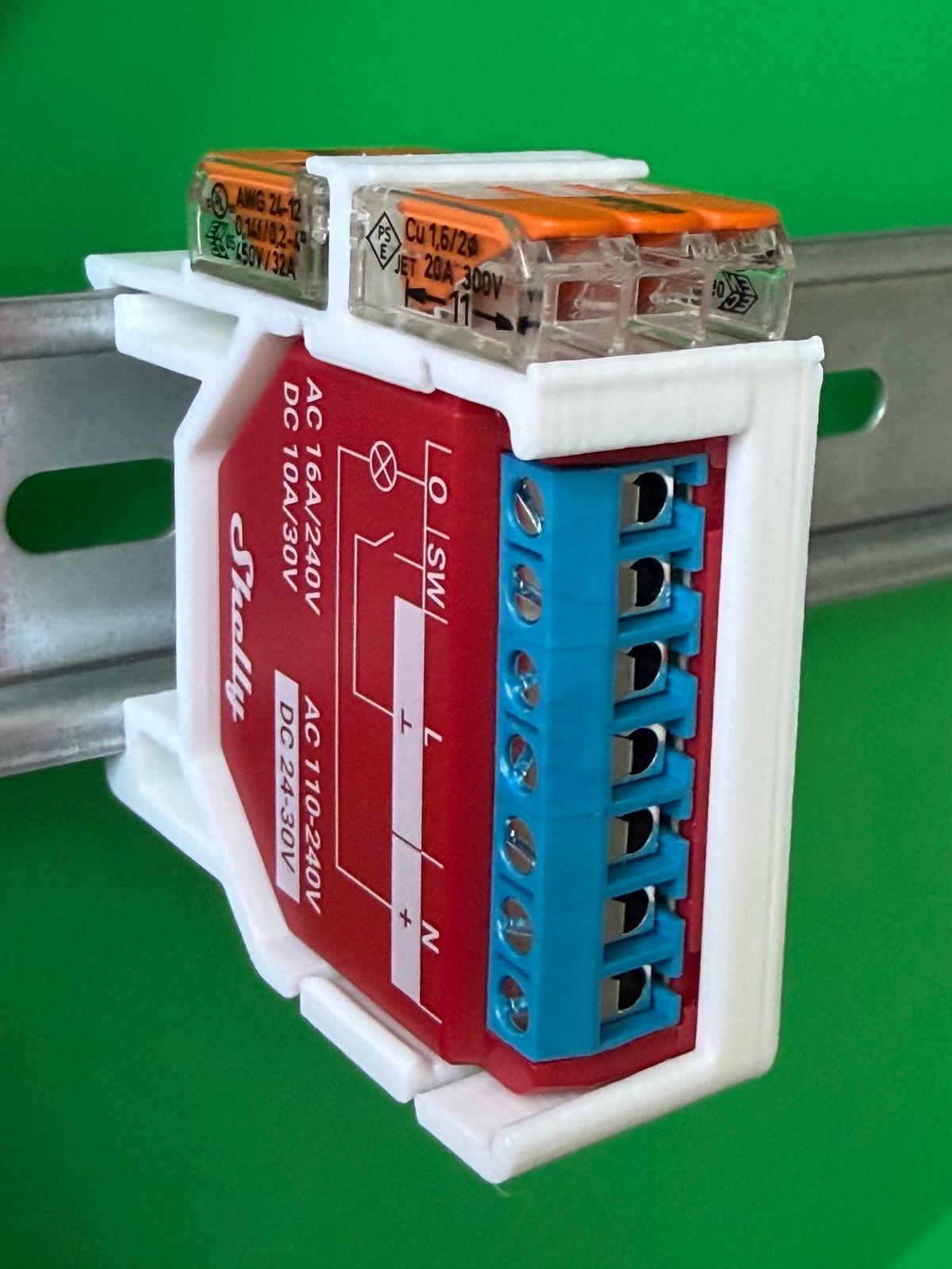 SOIXX Supporto DIN per Shelly Wave, Plus, Gen3, Gen4 e 2 WAGO, dritto bianco